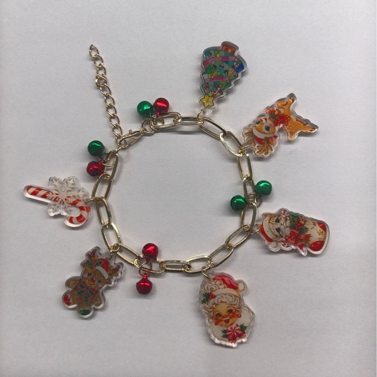 Wholesale Christmas Santa Reindeer Snowflake Acrylic Charm Bracelet Fashion Accessory Gift For Boutique Resale
