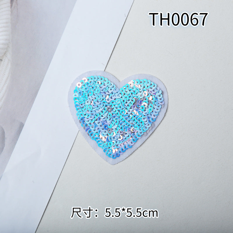 Wholesale 10pcs Multi colored love sequins cartoon embroidery DIY Patches