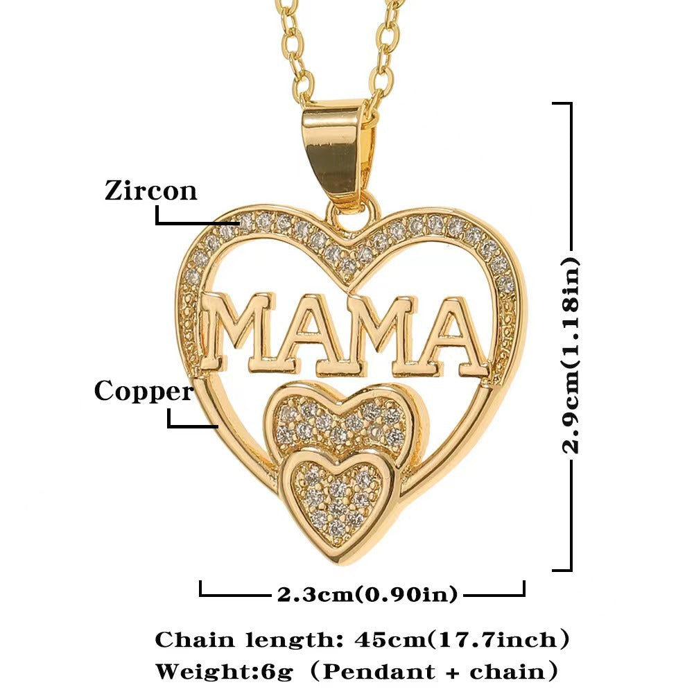 Wholesale Temperamental simple women's love necklace MOM pendant