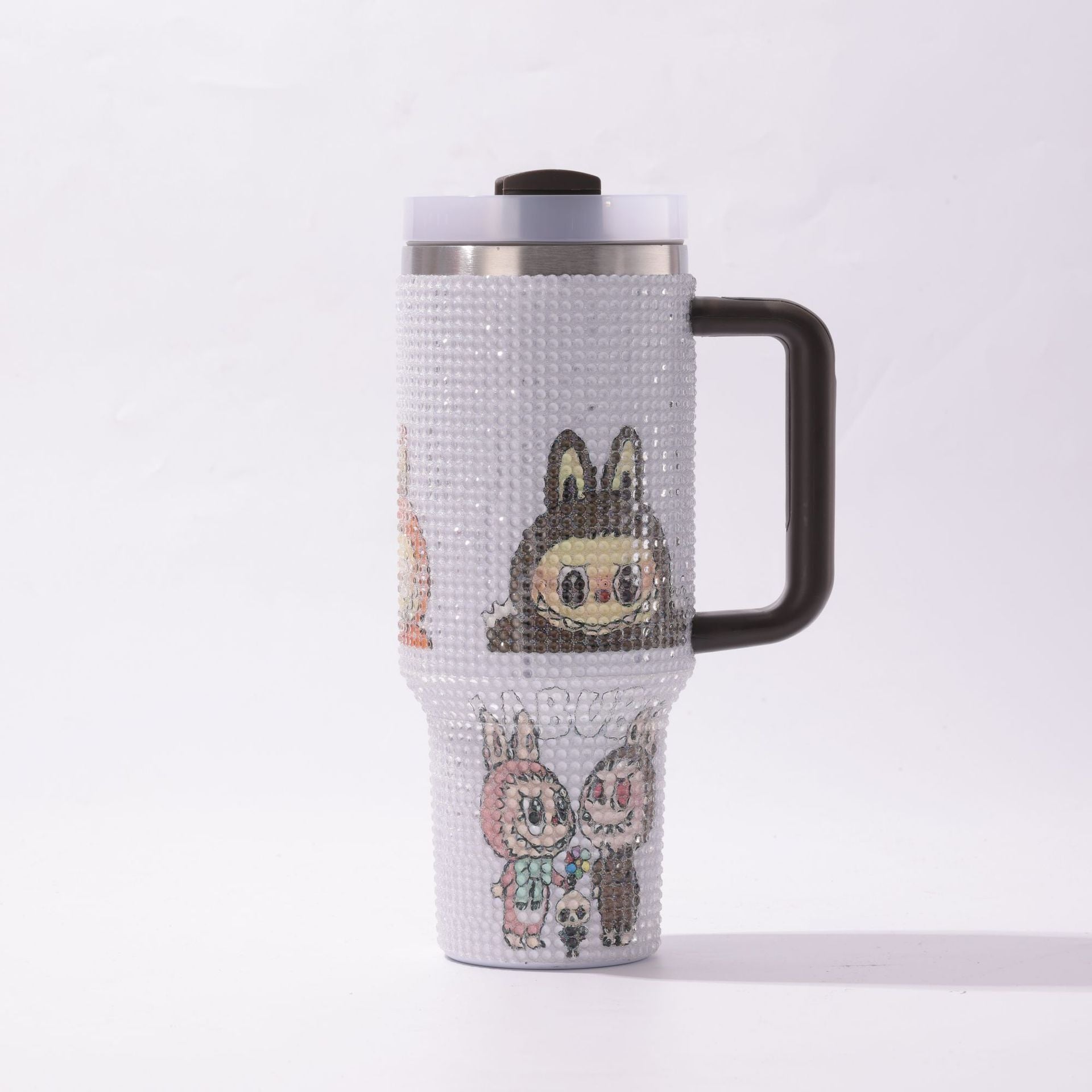 Wholesale Stainless Steel Cartoon Diamond-Encrusted 40oz Car Handle Straw Cup