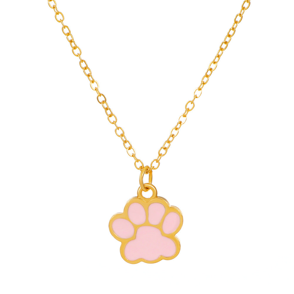 Wholesale Cute cat paw colorful cartoon pendant necklace