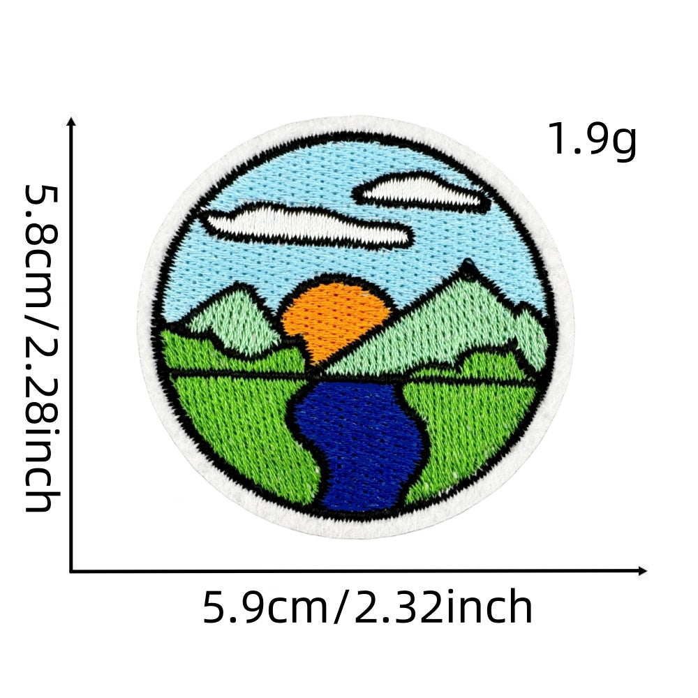 Wholesale Embroidered Patch With Landscape Adventure Design For Outdoor Travel Camping Clothing Decorative Accent