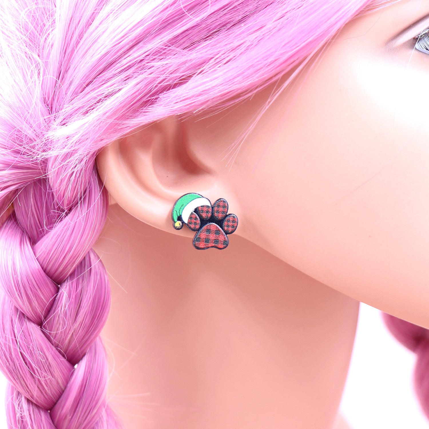 Wholesale Christmas Hat Love Cat Claw Acrylic Earrings