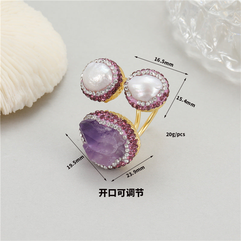 Wholesale Natural Thermostone Textured Zircon Open Ring