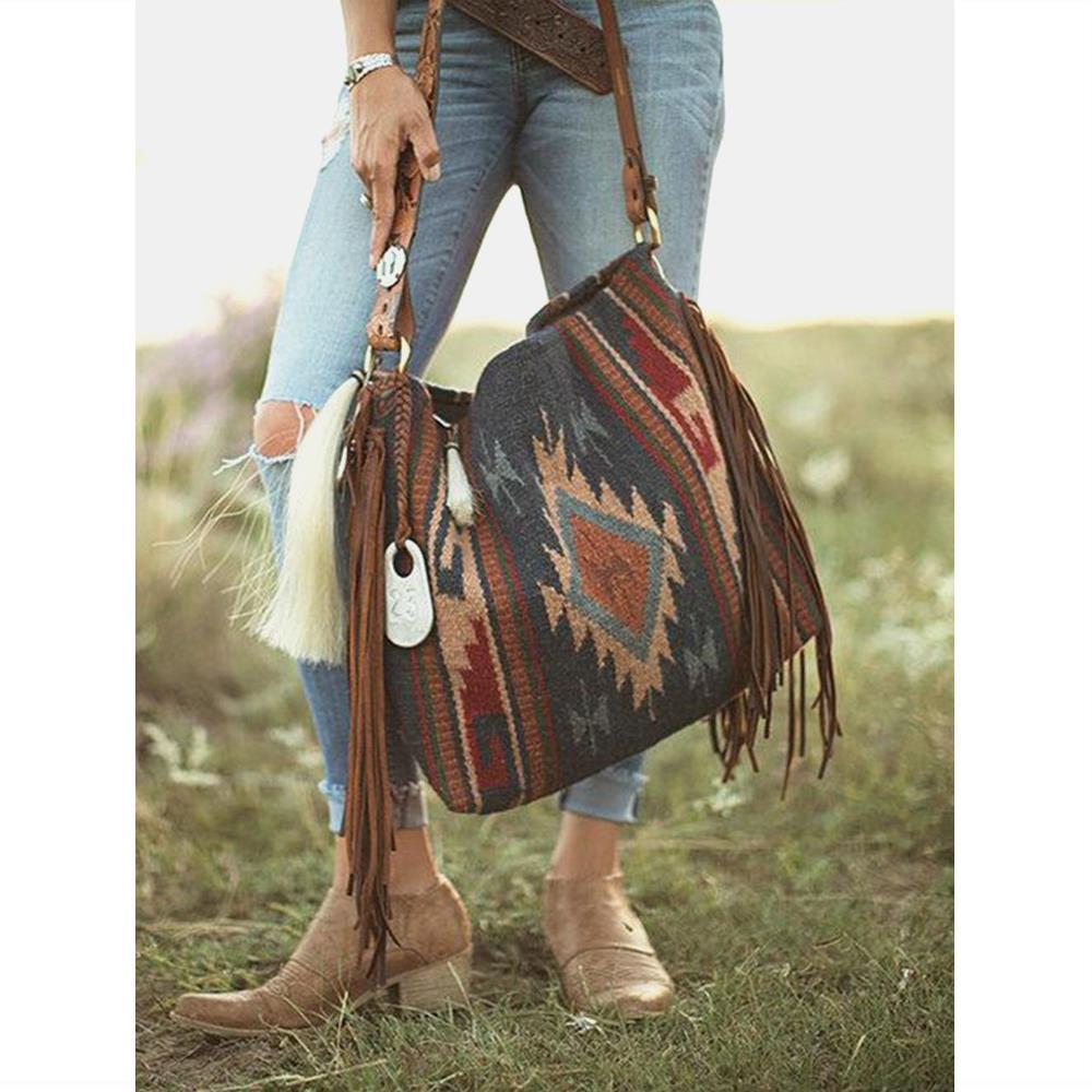 Wholesale Aztec Flowing Cotton and Hemp Canvas Handheld Shoulder Bag