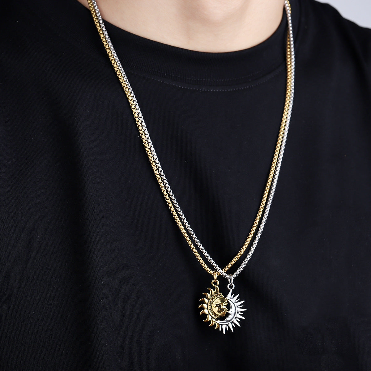 Wholesale asymmetrical accessories men's titanium steel necklace