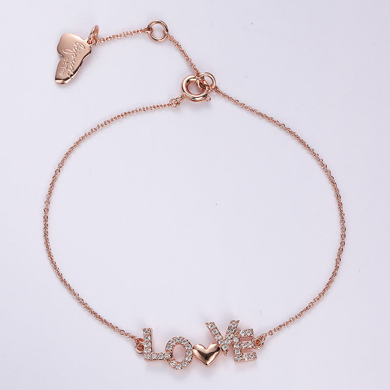 Wholesale Valentine's Day LOVE Letter Inlaid Zirconium Love Bracelet