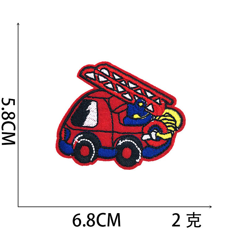 Wholesale Stylish Construction Vehicle Embroidery Patches Self Adhesive Polyester Cloth Applique For Clothing And DIY