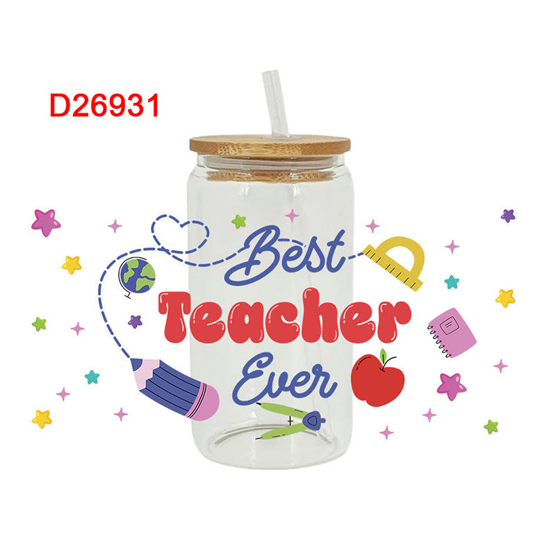 Wholesale Colored Pencil Bow Teacher's Day 16oz Cup UV DTF Wraps