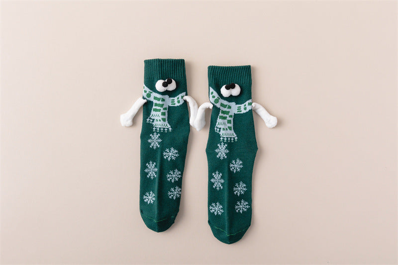 Wholesale Christmas couple warm magnetic mid-length socks