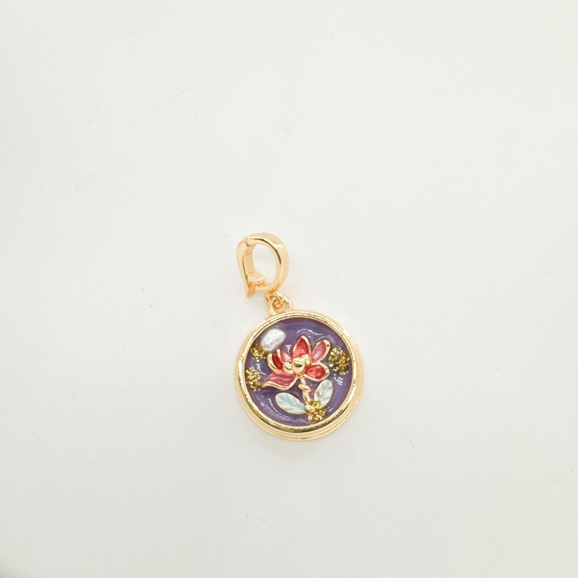 Wholesale 18K Hand painted Oil Painting Series Ancient Technique Enamel Inlaid Natural Pearl Pendant