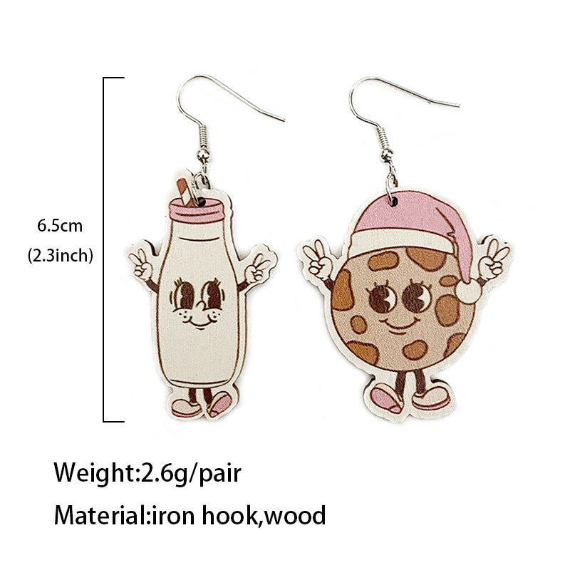Wholesale Christmas Gingerbread Man Santa Wooden Earrings