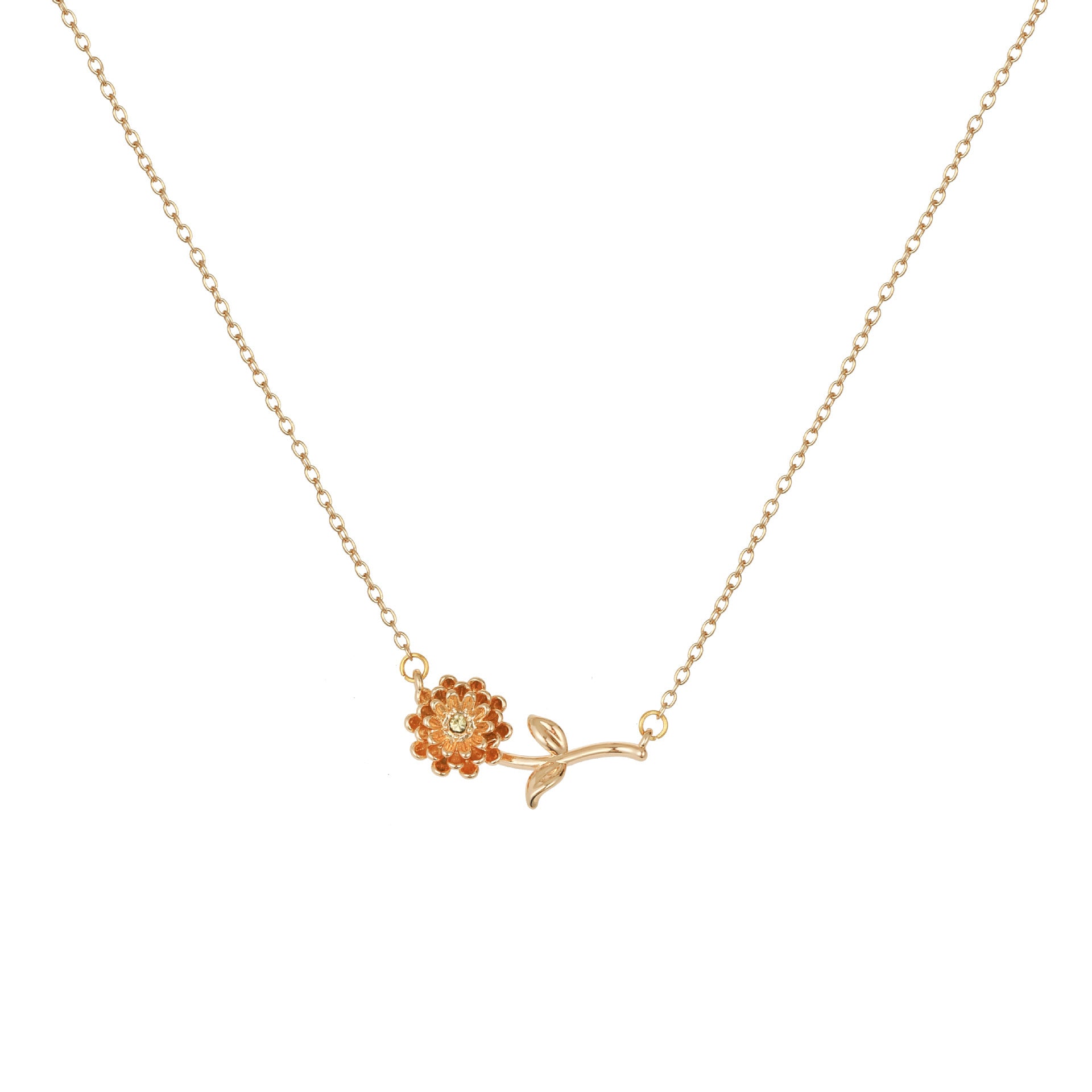 Wholesale 3D December Birth Flower Pendant Necklace Gold Plated Copper Decorative Jewelry Accessory
