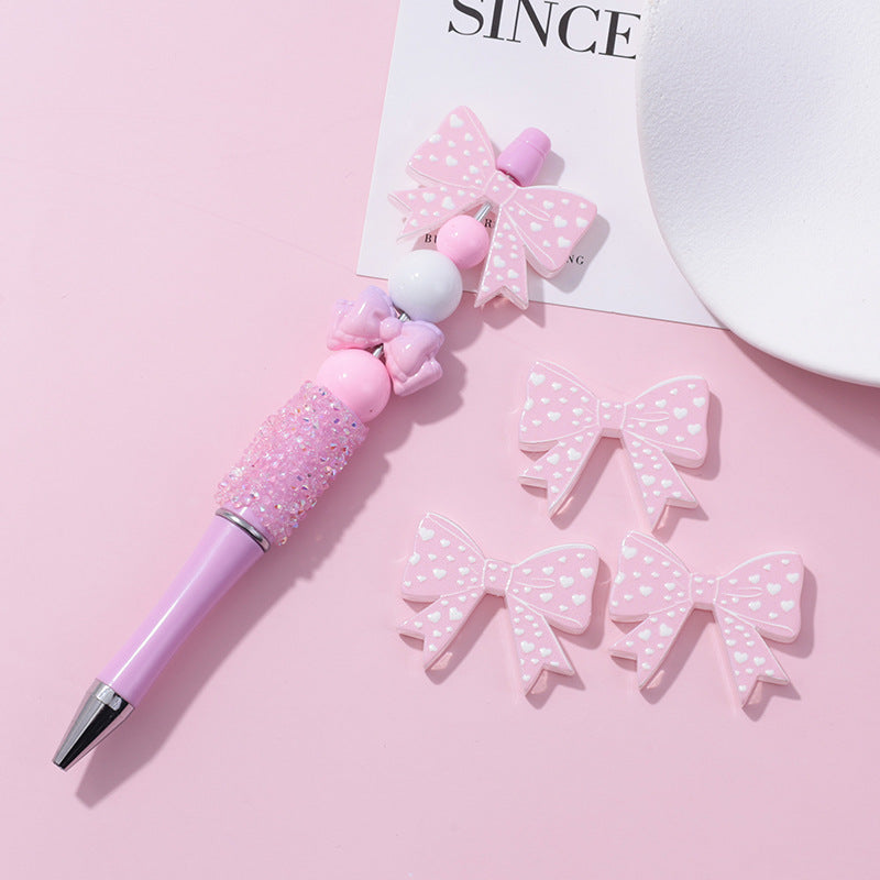 Wholesale 10pcs beaded pen beads UV lace bow milk pattern printed beads