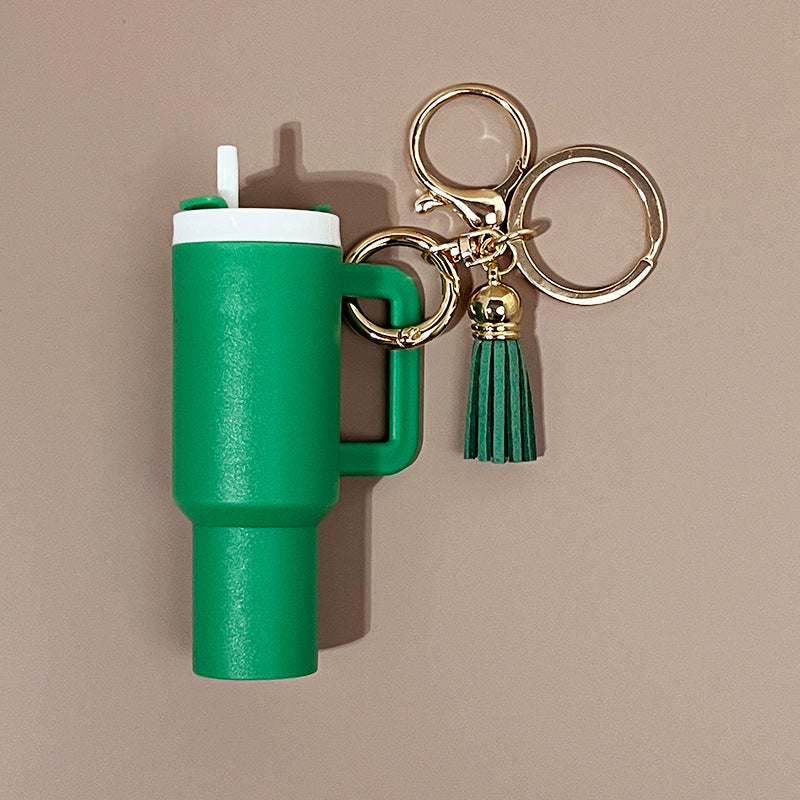 Wholesale ice cup can hold lipstick tassel pendant Mini Tumbler Cup Keychains