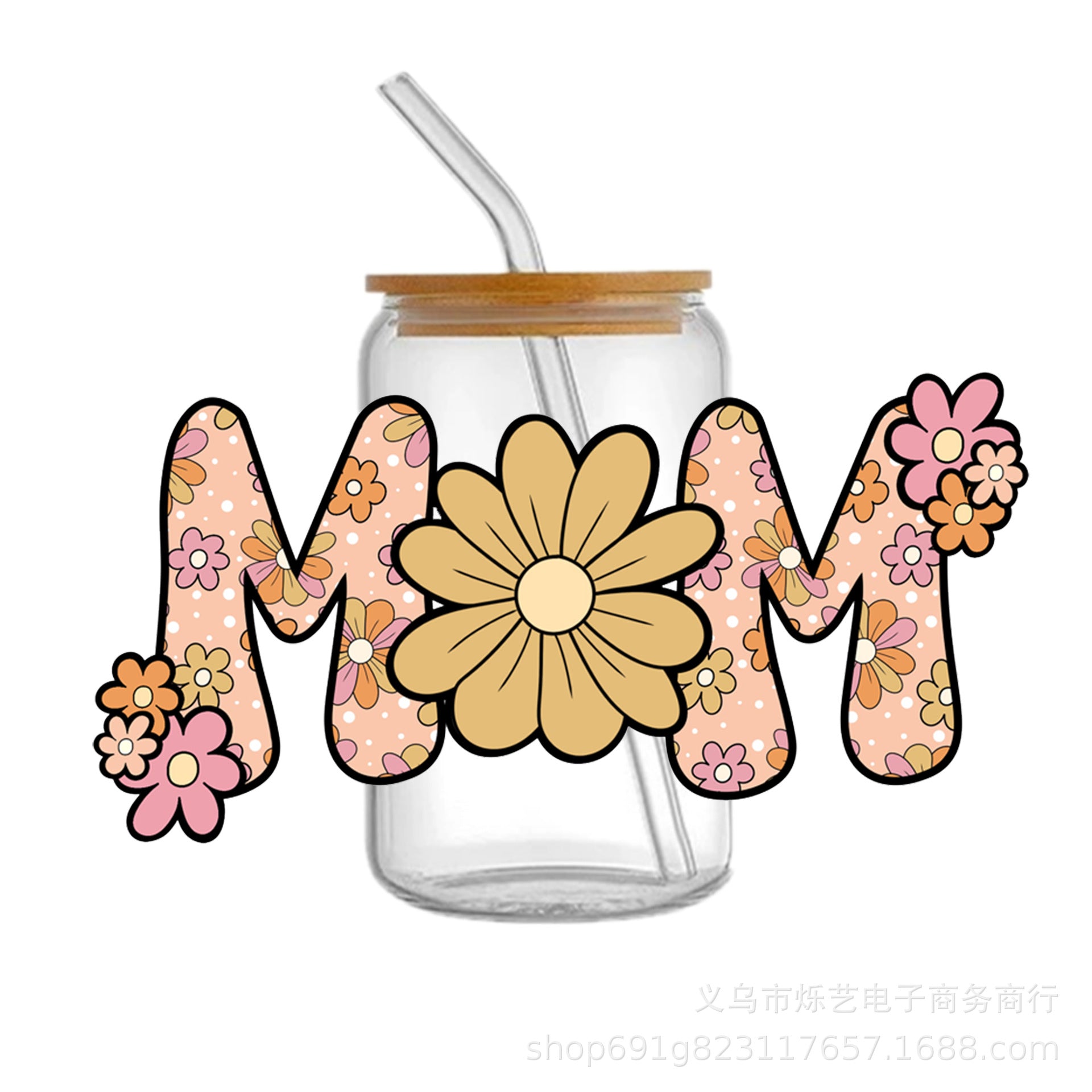 Wholesale  5pcs Mother' s Day flower series 16oz Cup UV DTF Wraps