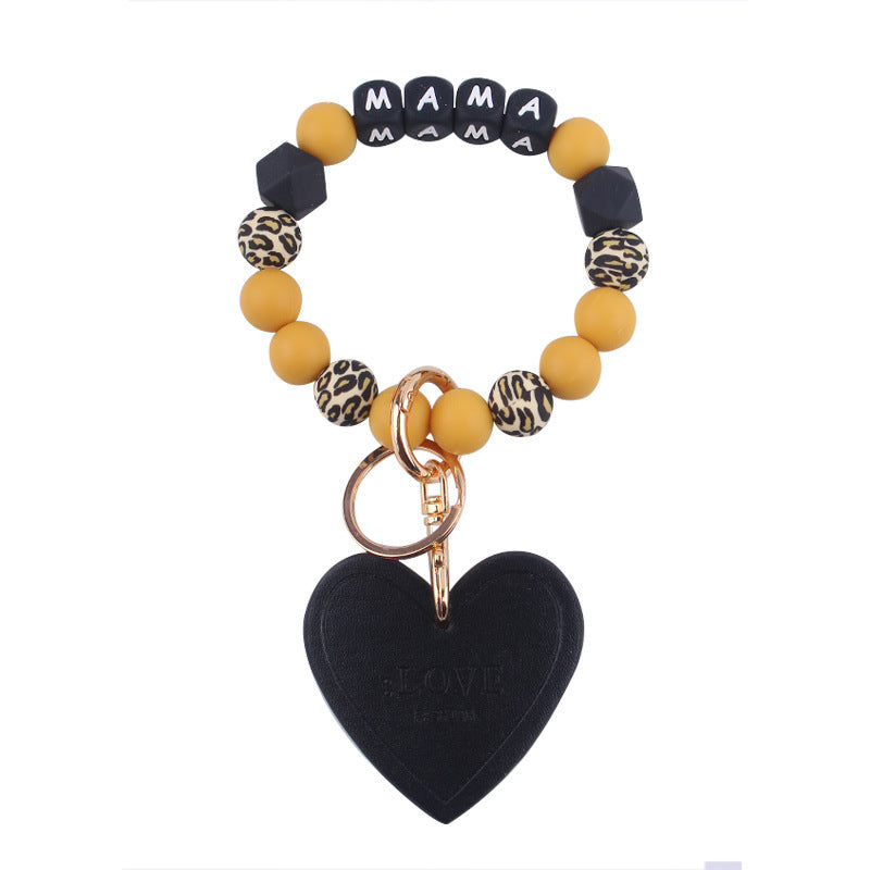 Wholesale Mother's Day Love Leather Silicone Beaded Keychains