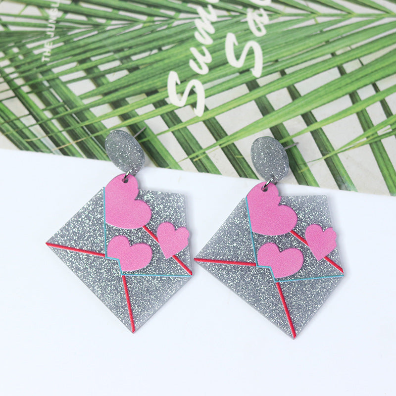 Wholesale Valentine's Day Love Envelope Acrylic Earrings
