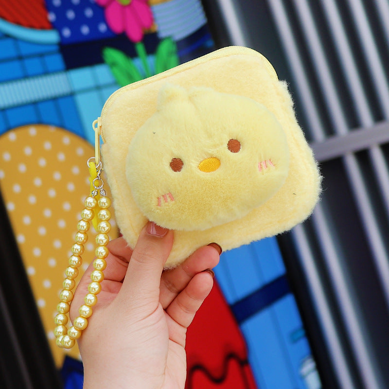 Wholesale Cartoon Cute Animal Doll Plush Large Capacity Candy Color Bead Chain Wallet