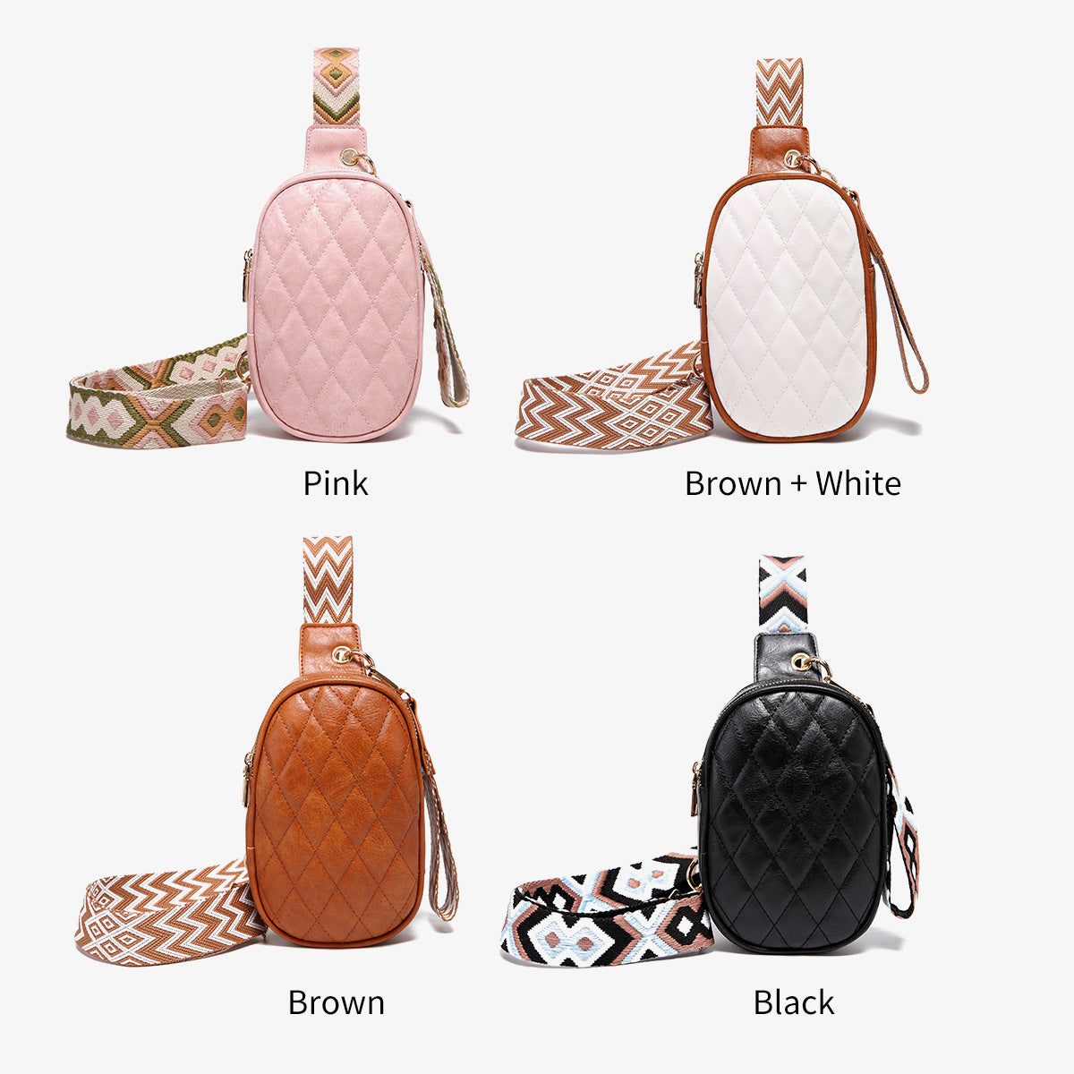 Wholesale Bohemian Retro Chest Bag Pure Embroidery PU Crossbody Bag