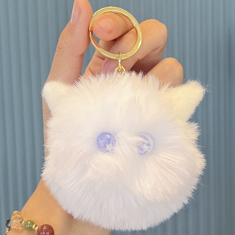 Wholesale Cute Cat Head Plush Ball Keychain