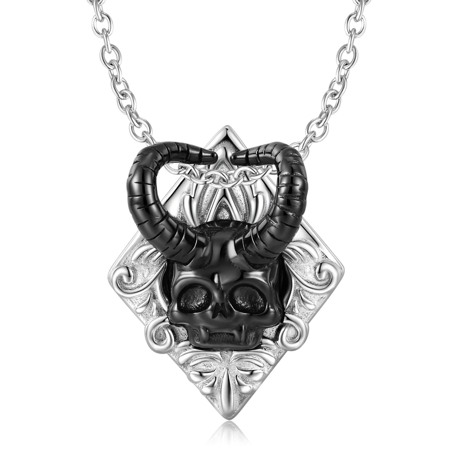 Wholesale Dark style necklace,  ox horn skull pendant,  clavicle chain,  sweater chain