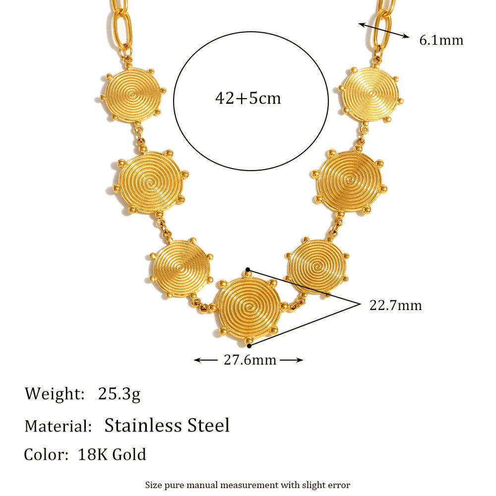 Wholesale O-shaped chain featuring the sun moon and stars Stainless Steel Necklace