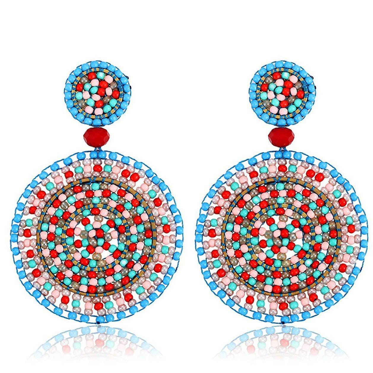 Wholesale Ethnic Style Rice Beads Personality Exaggerated Earrings