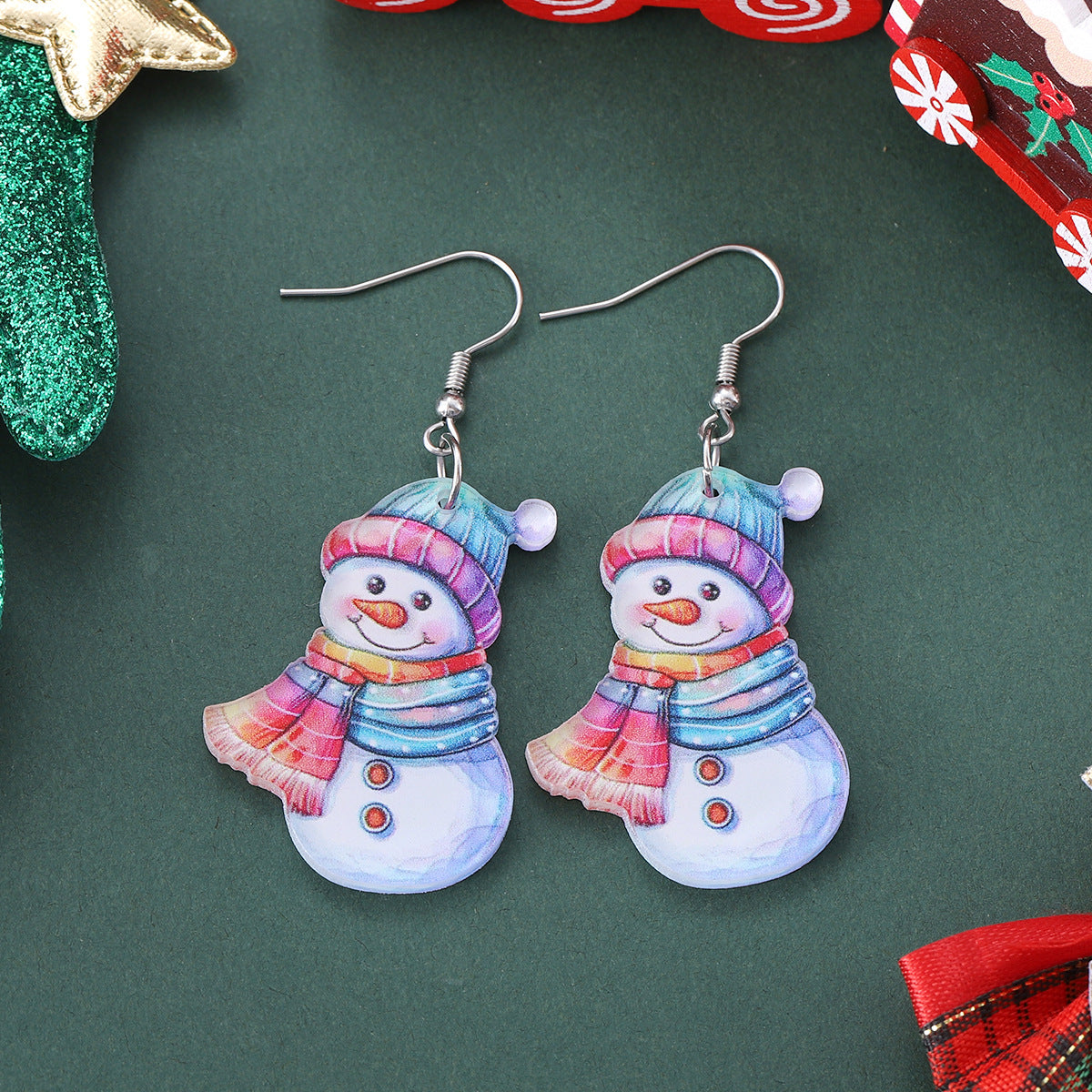 Wholesale Christmas Funny Gingerbread Man f Snowman Pendant Earrings
