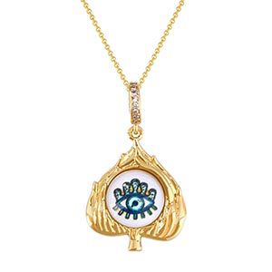 Wholesale Gold Plated Copper Turkish Evil Eye Pendant Necklace DIY Jewelry Accessory For Women