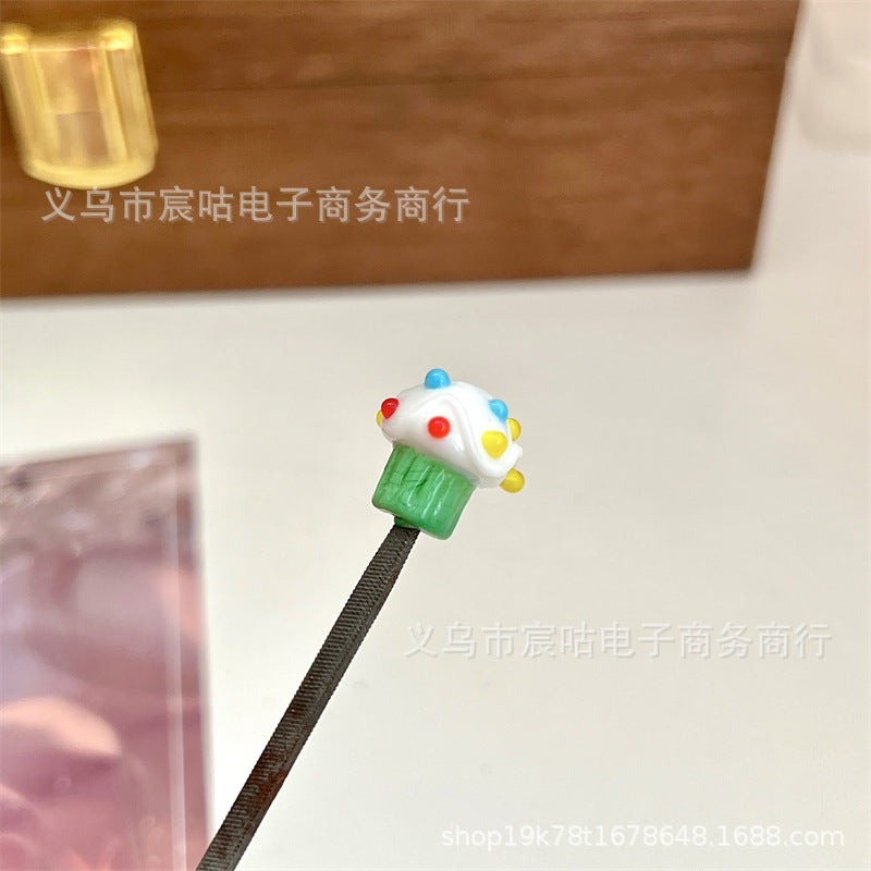 Wholesale 10pcs Colorful small mushroom-shaped glass beads