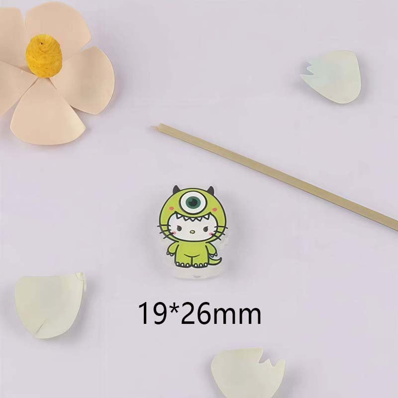 Wholesale 10pcs Cartoon print transparent acrylic beads OLY Exclusive