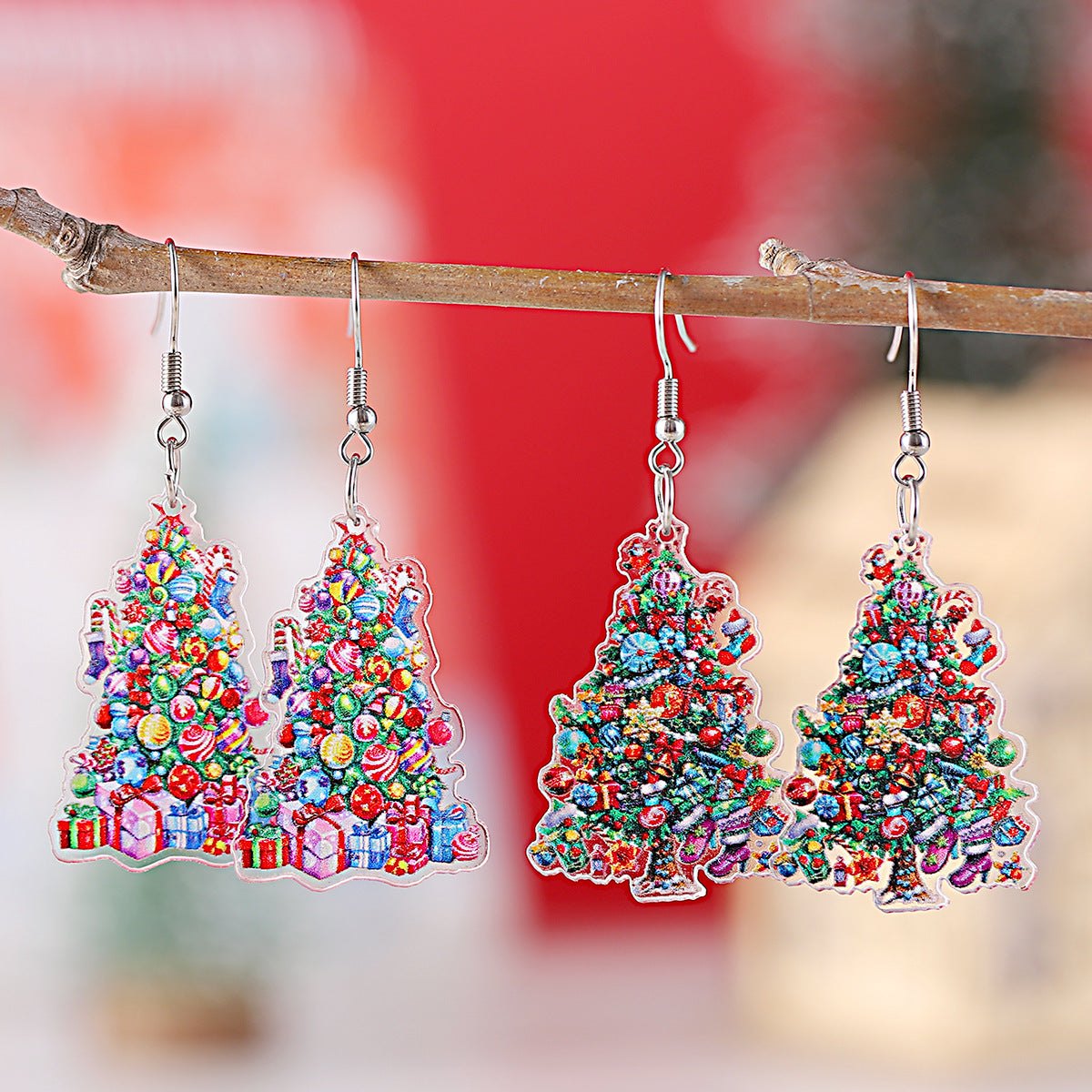 Wholesale Candy Lantern Christmas Tree Pendant Earrings Acrylic Earrings