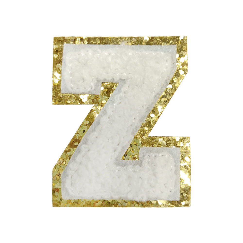 Wholesale White Towel Embroidered Alphabet Patches A Z With Gold Glitter Stylish DIY Accessory For Coats And Crafts