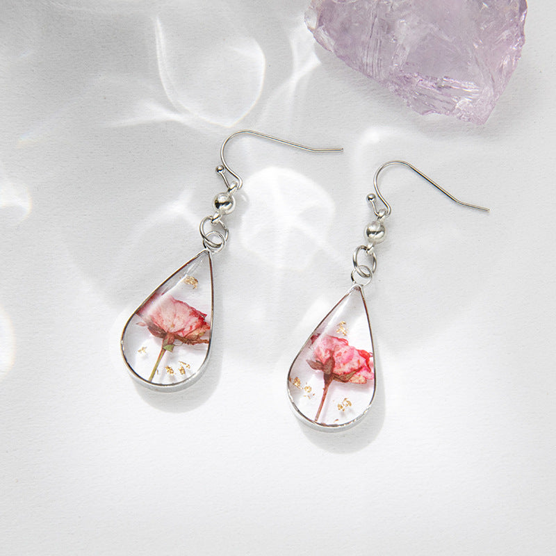 Wholesale 6pcs Fashion Teardrop-shaped Moonflower Dried Flower Earrings