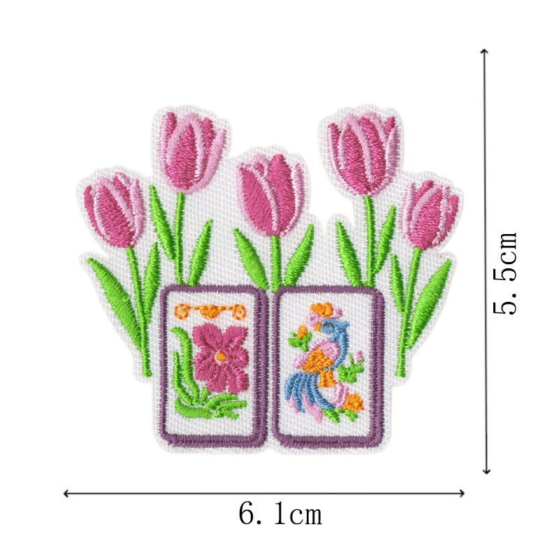 Wholesale Mahjong Embroidered Iron On Patches 9 Piece English Slogan Set For Outerwear DIY Boutique Gift