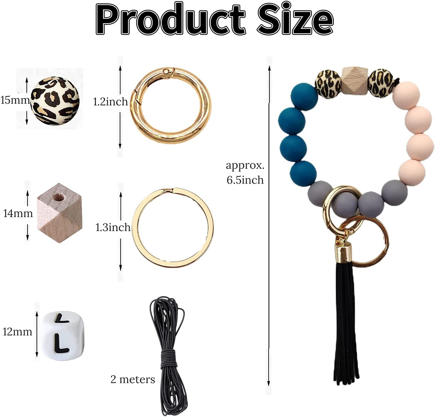 Wholesale 84 Pieces of Silicone Beads, Silicone Beads, 15mm Candy Colored DIY Wrist Keychain Kit