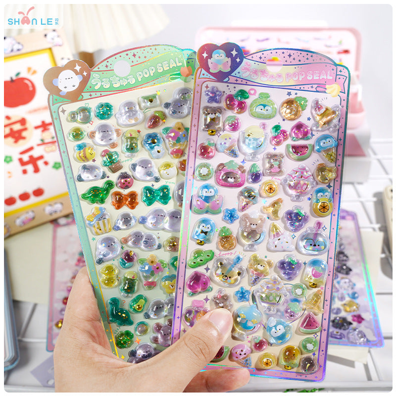Wholesale Cute Cute Pet Cartoon Fruit Relief 3D Stickers