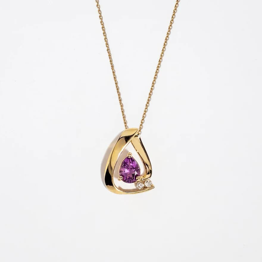 Wholesale Trendy Water Drop Red Zircon Necklace 18K Gold Plated Stainless Steel December Birthstone Gift Boutique Resale