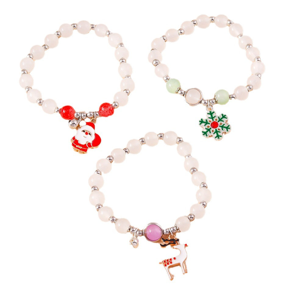 Wholesale Christmas Cat's Eye Santa Claus Elk Snowflake Bracelet