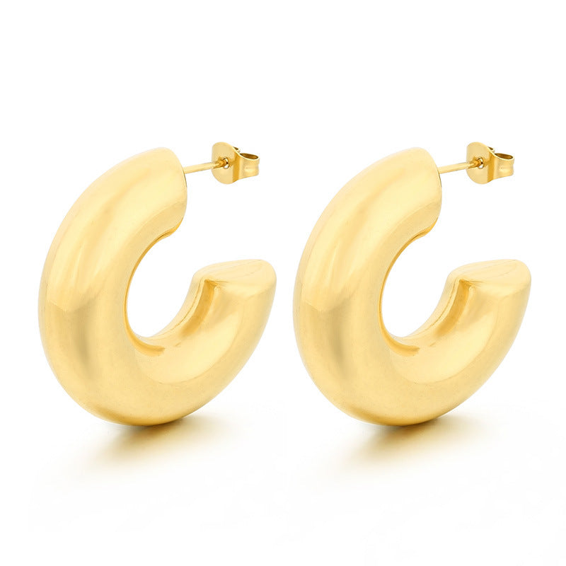 Wholesale Retro Geometric Irregular C Shape Polka Dot Gold Plated Earrings