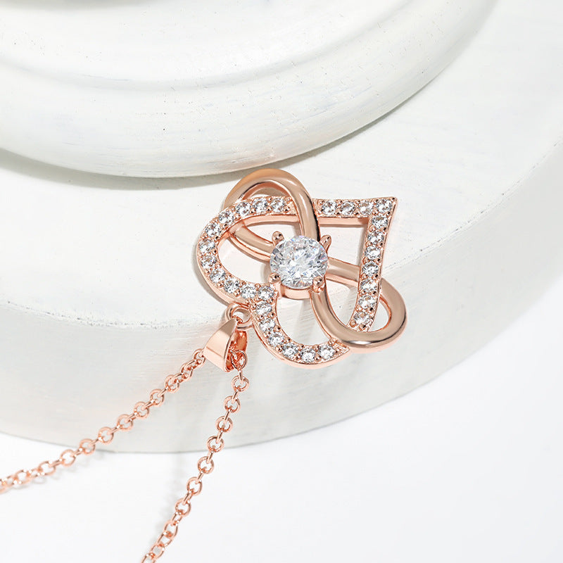 Wholesale 8-shaped infinity symbol zircon heart necklace