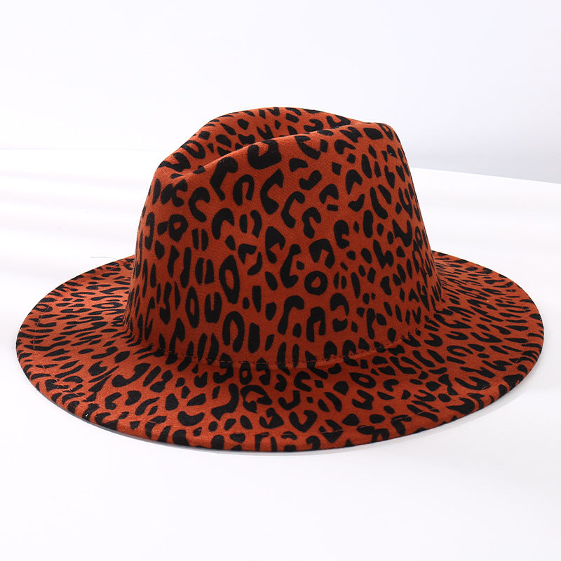 Wholesale Leopard Patterned Woolen Jazz Top Hats