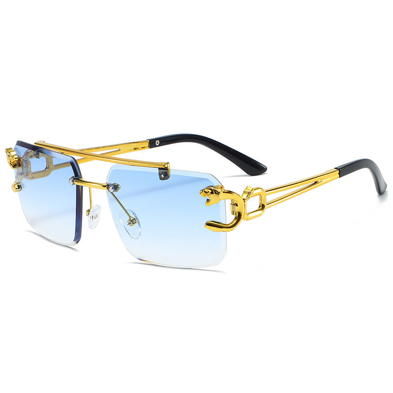 Wholesale Frameless leopard head double beam new style fashion personality trend outdoor driving personality trend Sunglasses