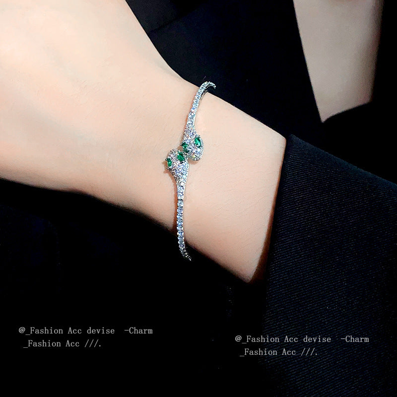 Wholesale Alloy Diamond Zircon Snake Open Bracelet