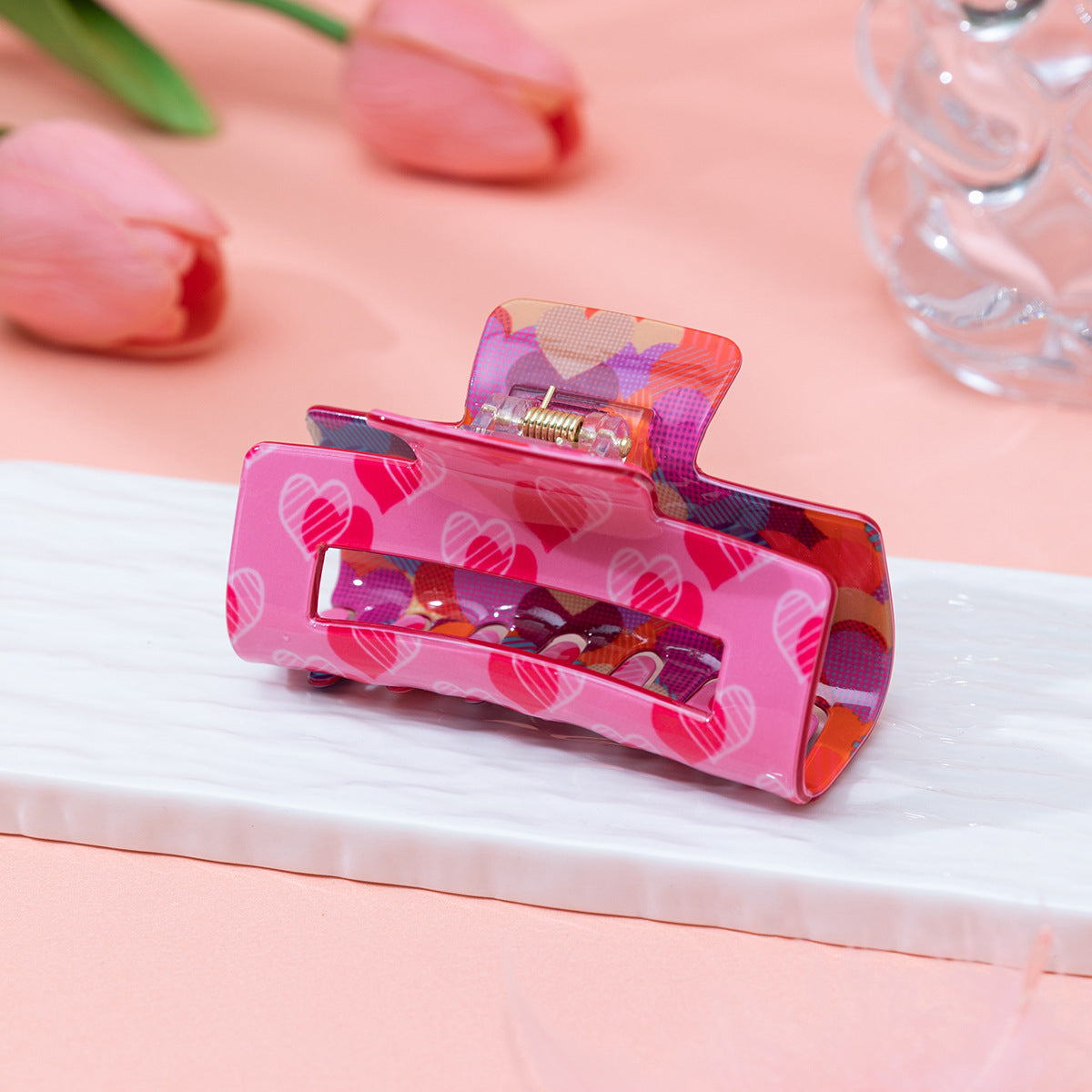 Wholesale simple all-match Valentine's Day printed rose love hair clip hair clip back headwear shark clip