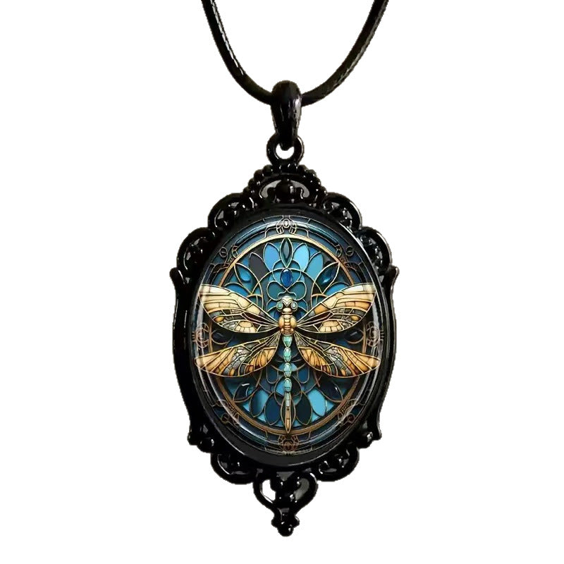 Wholesale Time Gem 18x25mm Vintage Dark Glass Necklace