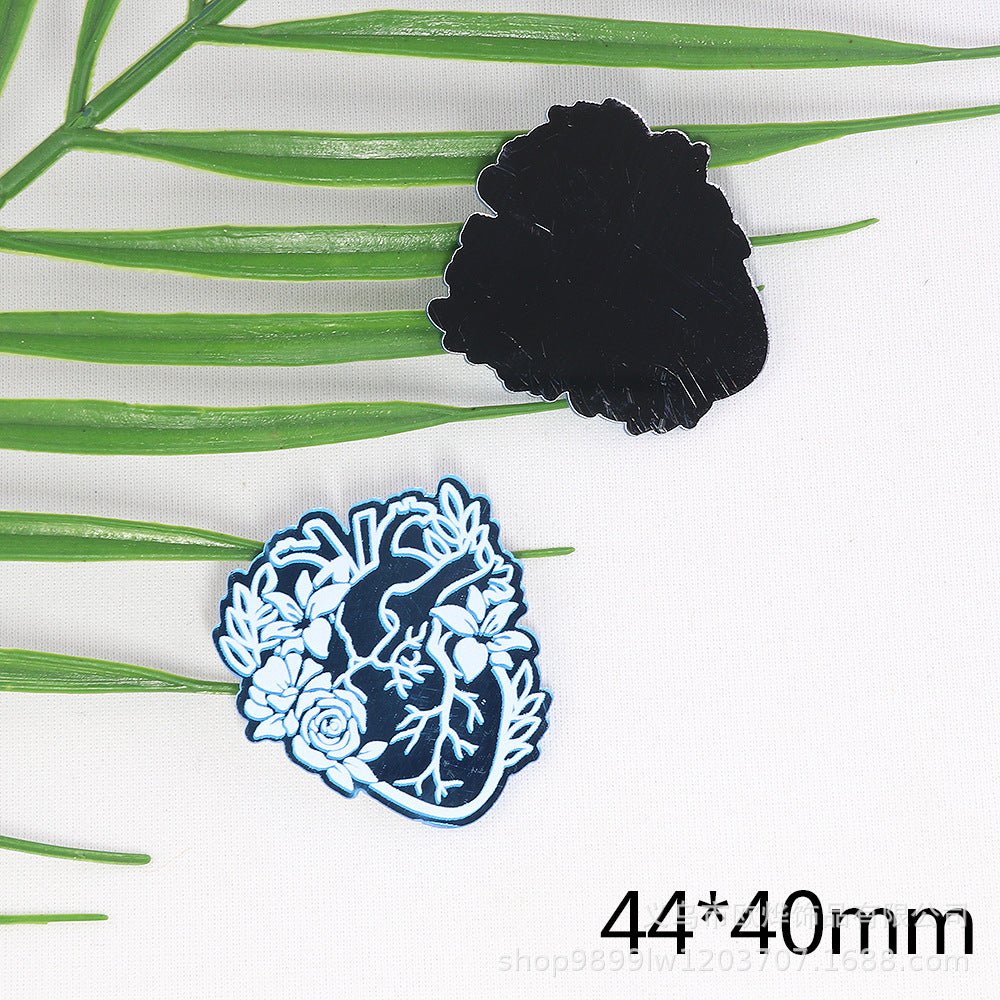 Wholesale 10pcs Powder Blue Double Mirror Acrylic Skull Organ DIY Patch Accessories