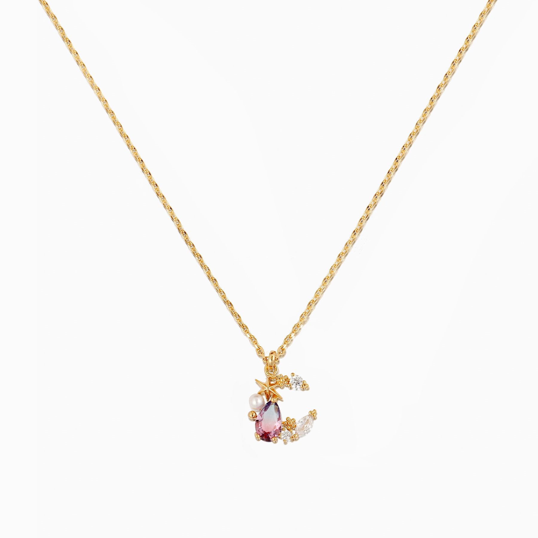 Wholesale Star and Moon Element 18K Gold Preserved Color Necklaces