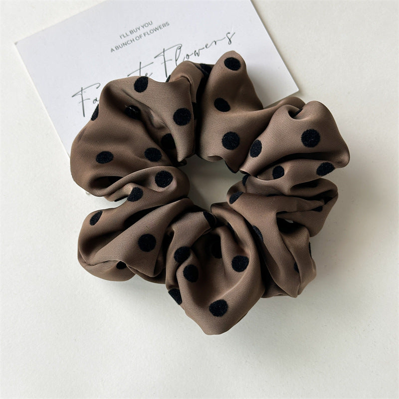 Wholesale Satin polka dot pleated fabric Hair Scrunchies